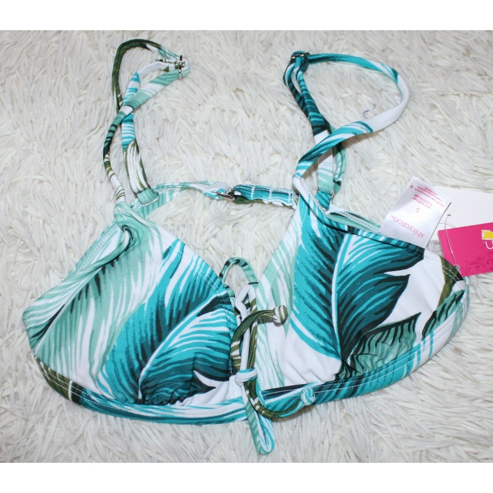 Xhilaration Women's Bikini Top Juniors Medium Lace-Up Front Triangle NEW